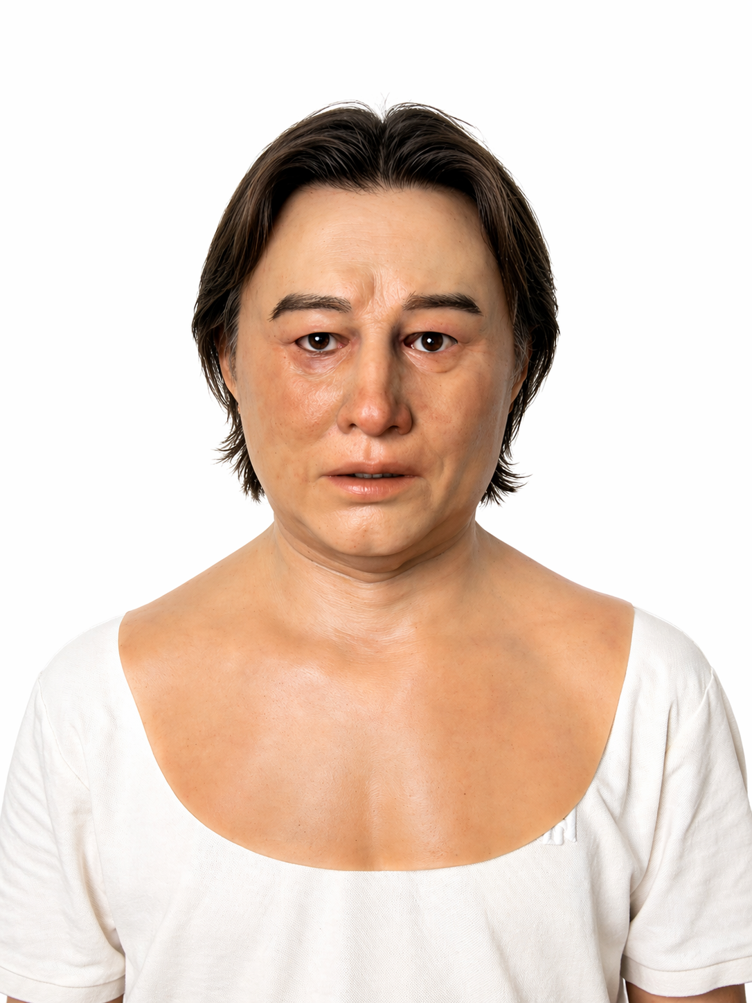 Máscara de silicona realista de mujer, cabeza completa, textura de piel natural, cara de mediana edad, cosplay, máscara de disfraz de Halloween