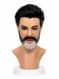 Realistic Salt and Pepper Beard Silicone Mask Full Head Hyper Realistic Male Face Mask for Cosplay Halloween Film Prop Disguise