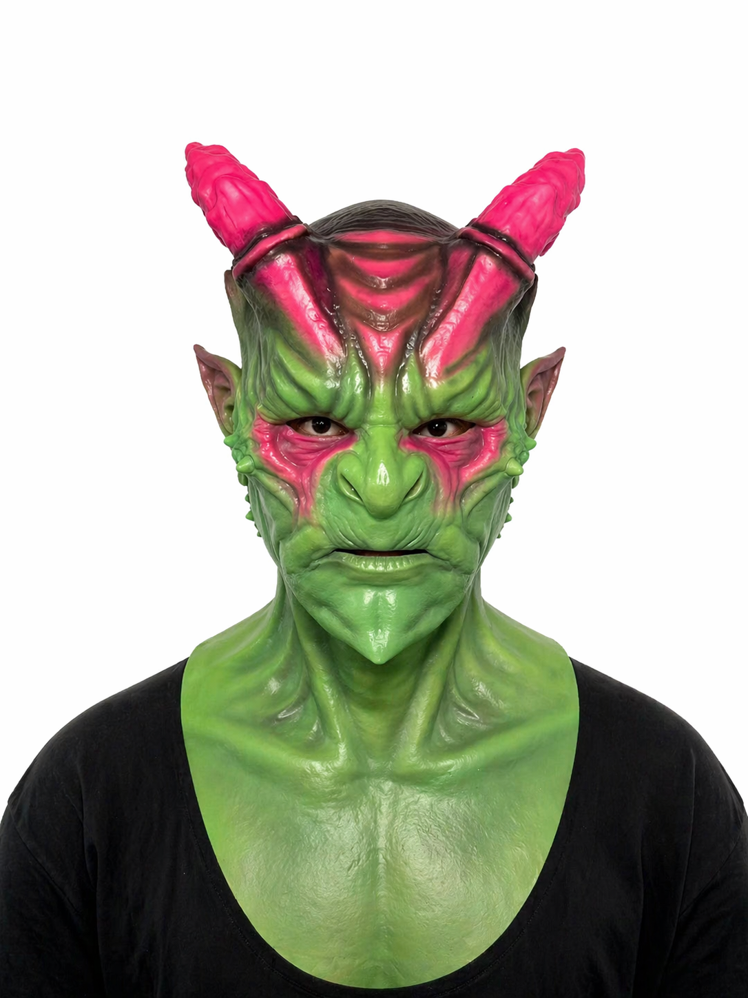 Realistic Demon Silicone Mask Full Head Horn Monster Alien Cosplay Halloween Horror Mask Film FX Prop