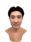 Realistic Short Black Hair Silicone Mask Full Head Natural Skin Texture Cosplay Halloween Disguise Mask for Adults