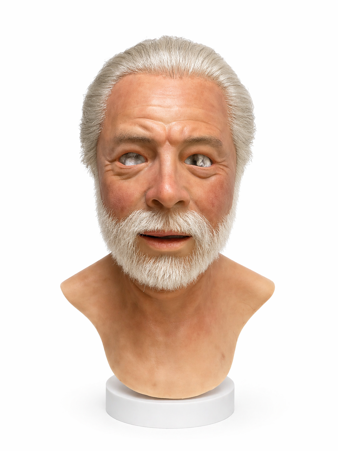 Ultra Realistic Elderly Man Silicone Mask White Beard Full Head Old Male Mask for Film Cosplay FX
