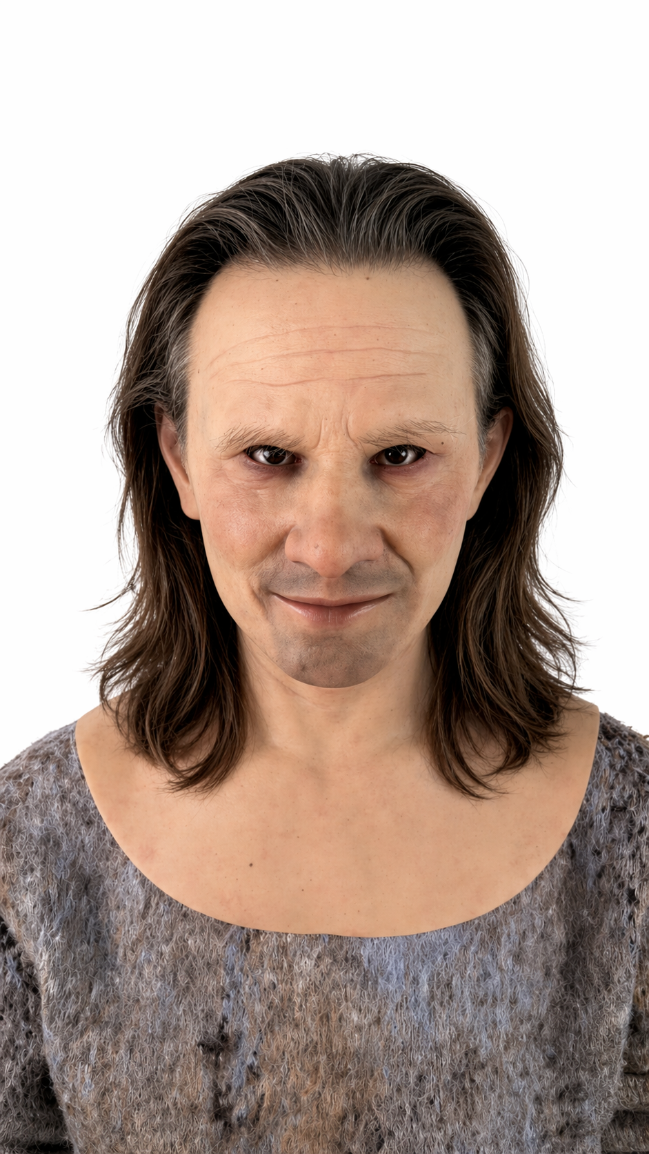 Máscara de silicona hiperrealista de anciano, cabeza completa con pelo, piel envejecida, máscara de disfraz para películas, Halloween, FX