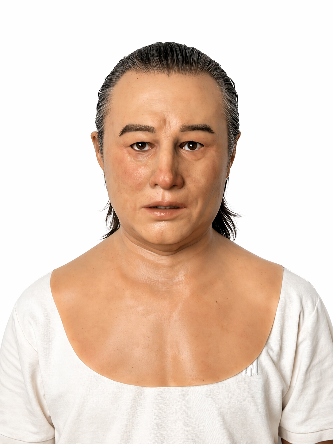 Máscara de silicona realista de mujer, cabeza completa, textura de piel natural, cara de mediana edad, cosplay, máscara de disfraz de Halloween
