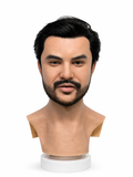 Ultra Realistic Asian Male Silicone Mask with Beard Full Head Face Mask for Cosplay Halloween Film FX